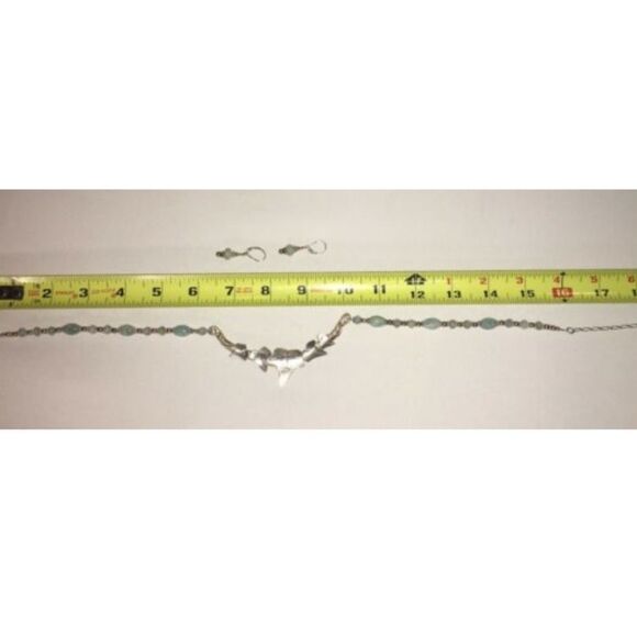 Necklace & Earring Set Light Blue Silver in Color - Picture 5 of 8